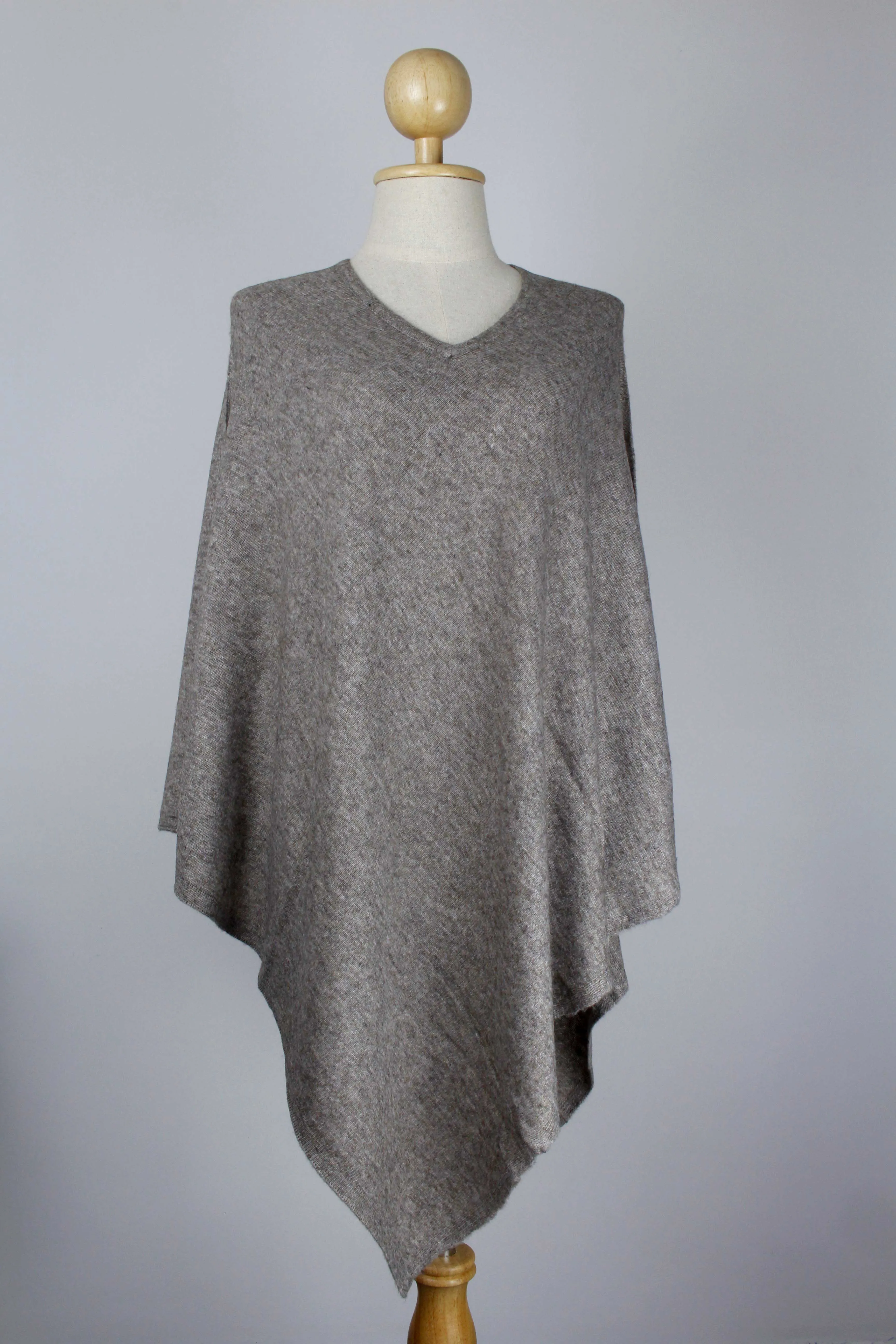 100% Cashmere Corn Silk Brown Poncho For Women