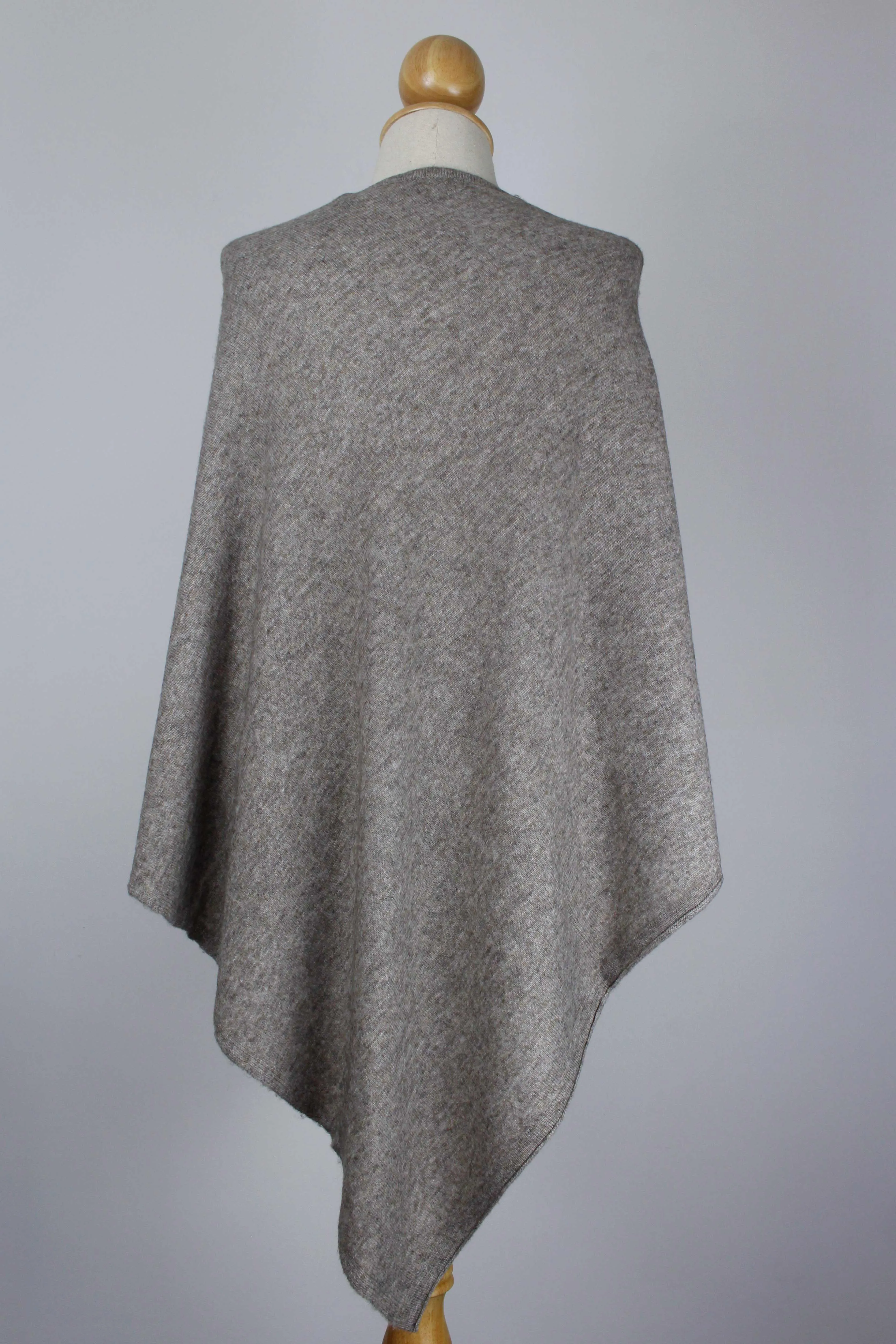 100% Cashmere Corn Silk Brown Poncho For Women