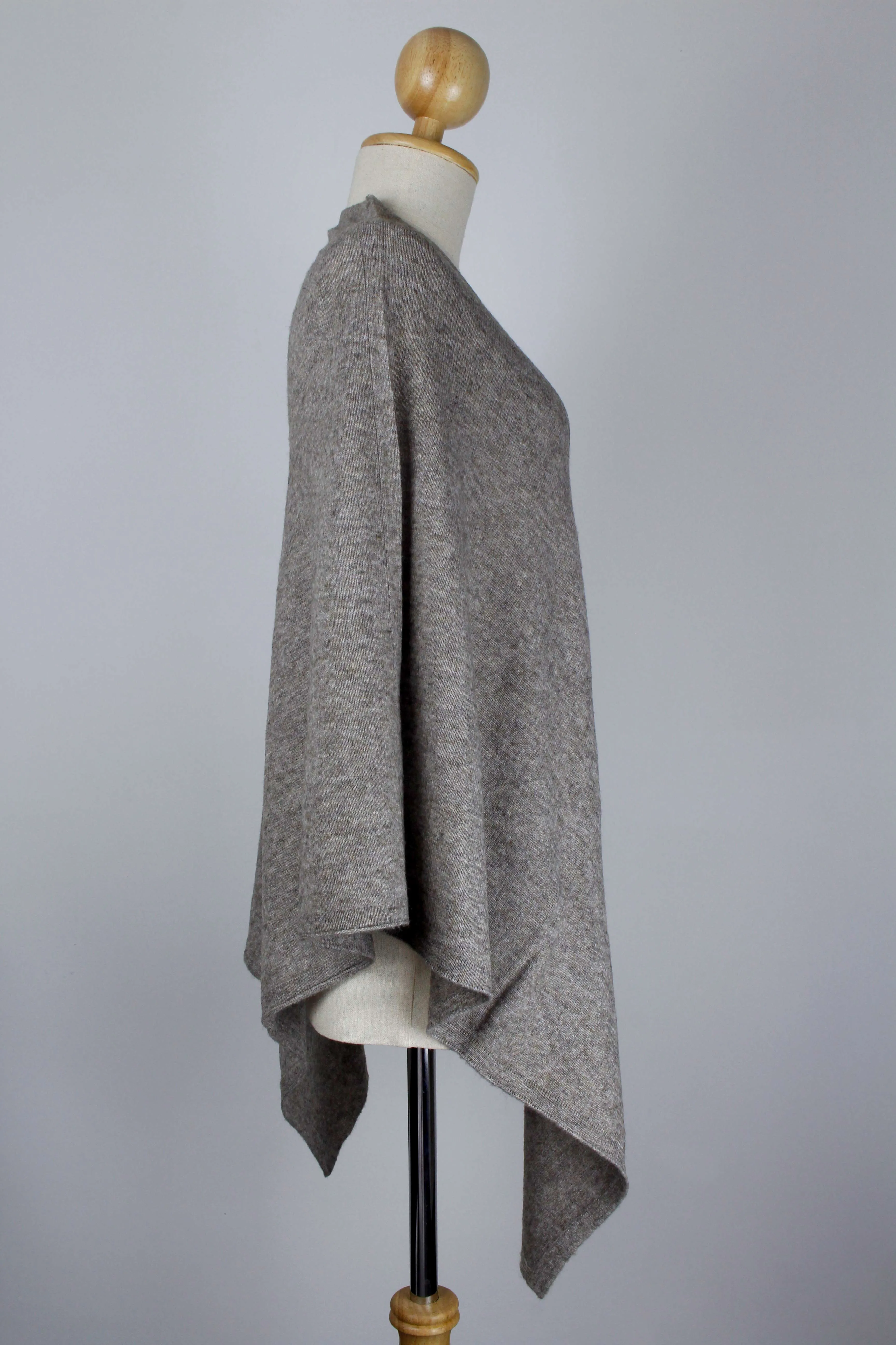 100% Cashmere Corn Silk Brown Poncho For Women