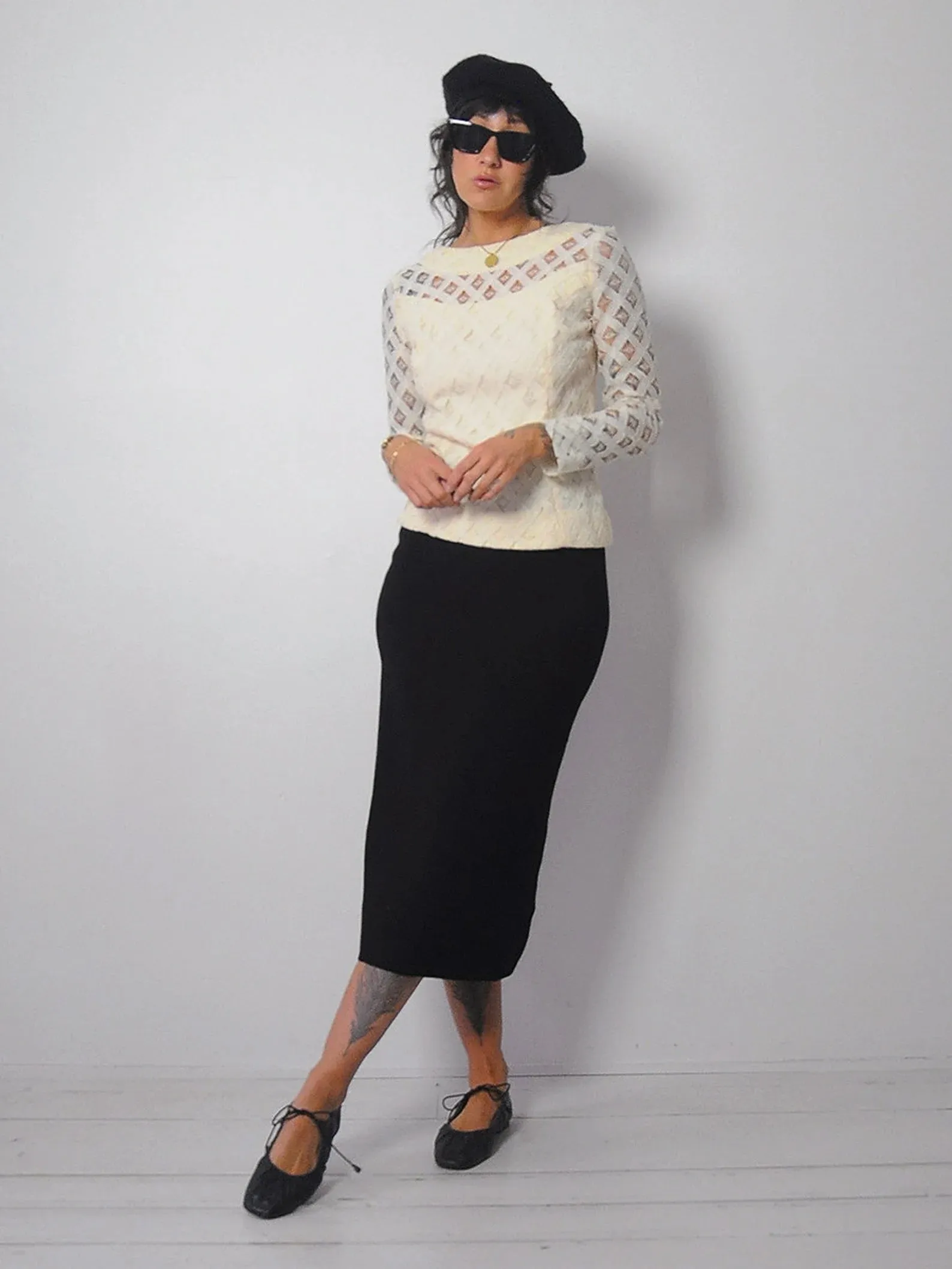 1960's Lattice Lace Blouse