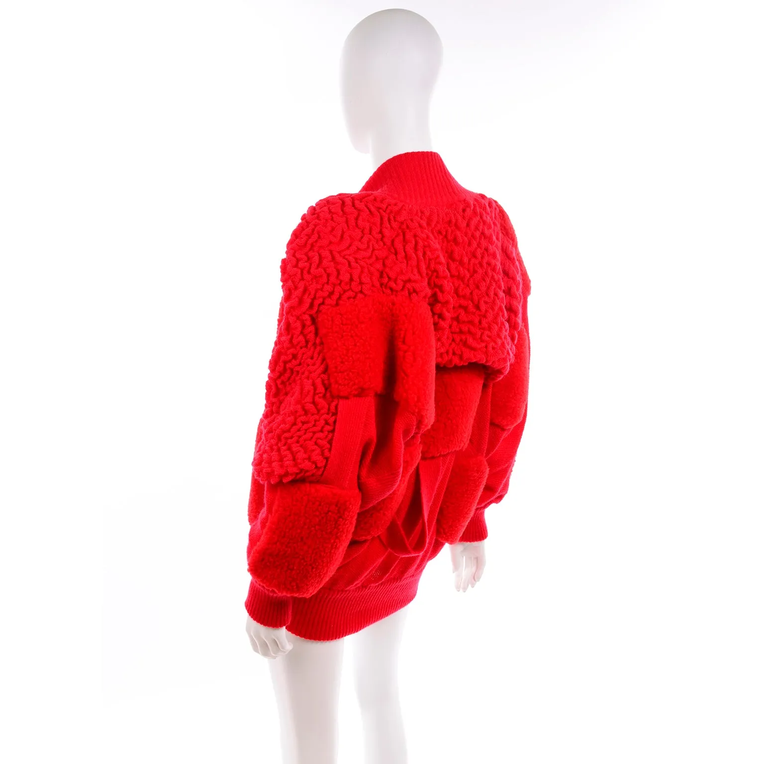1980s Escada Avant Garde Oversized Red Knit Sweater