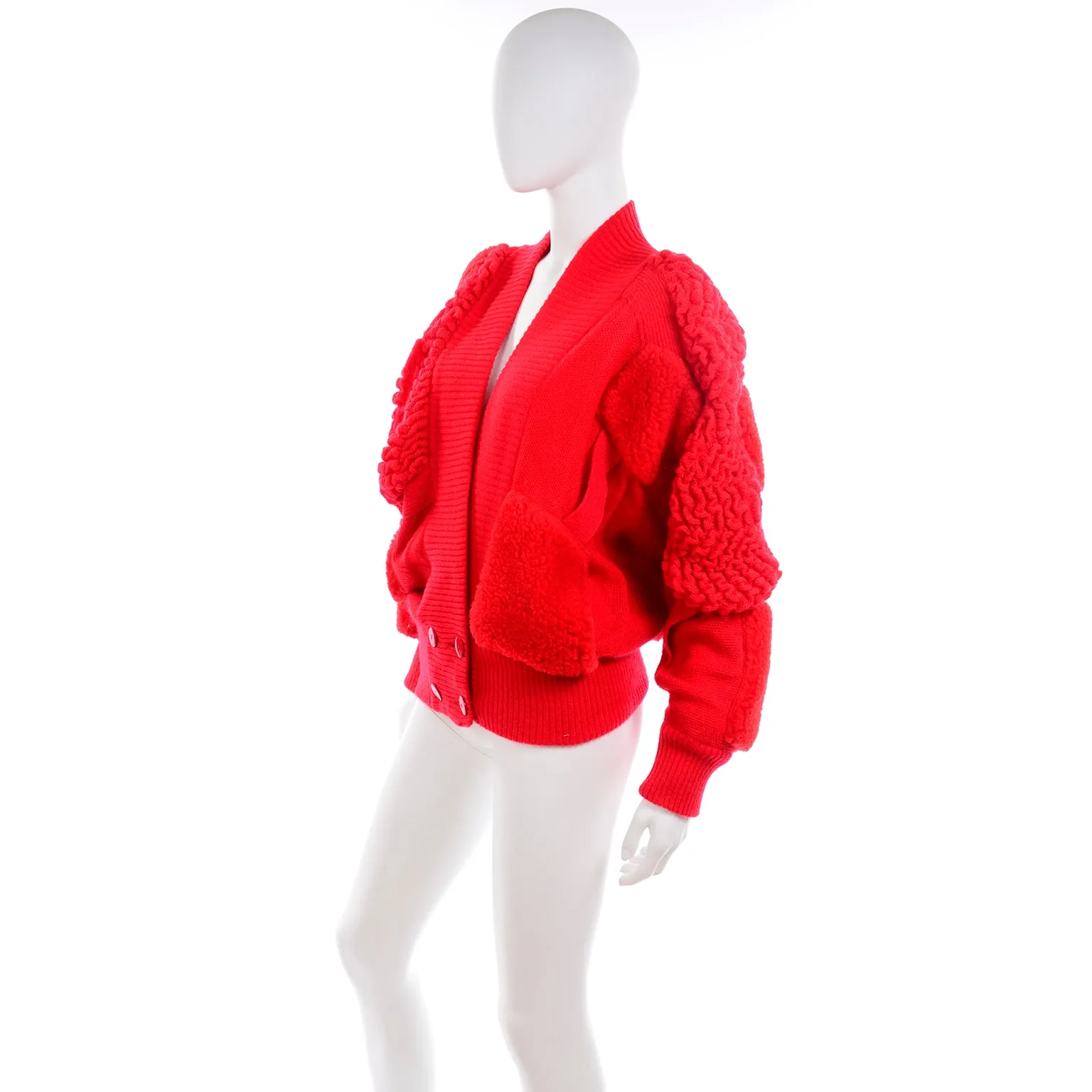 1980s Escada Avant Garde Oversized Red Knit Sweater
