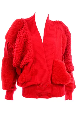 1980s Escada Avant Garde Oversized Red Knit Sweater