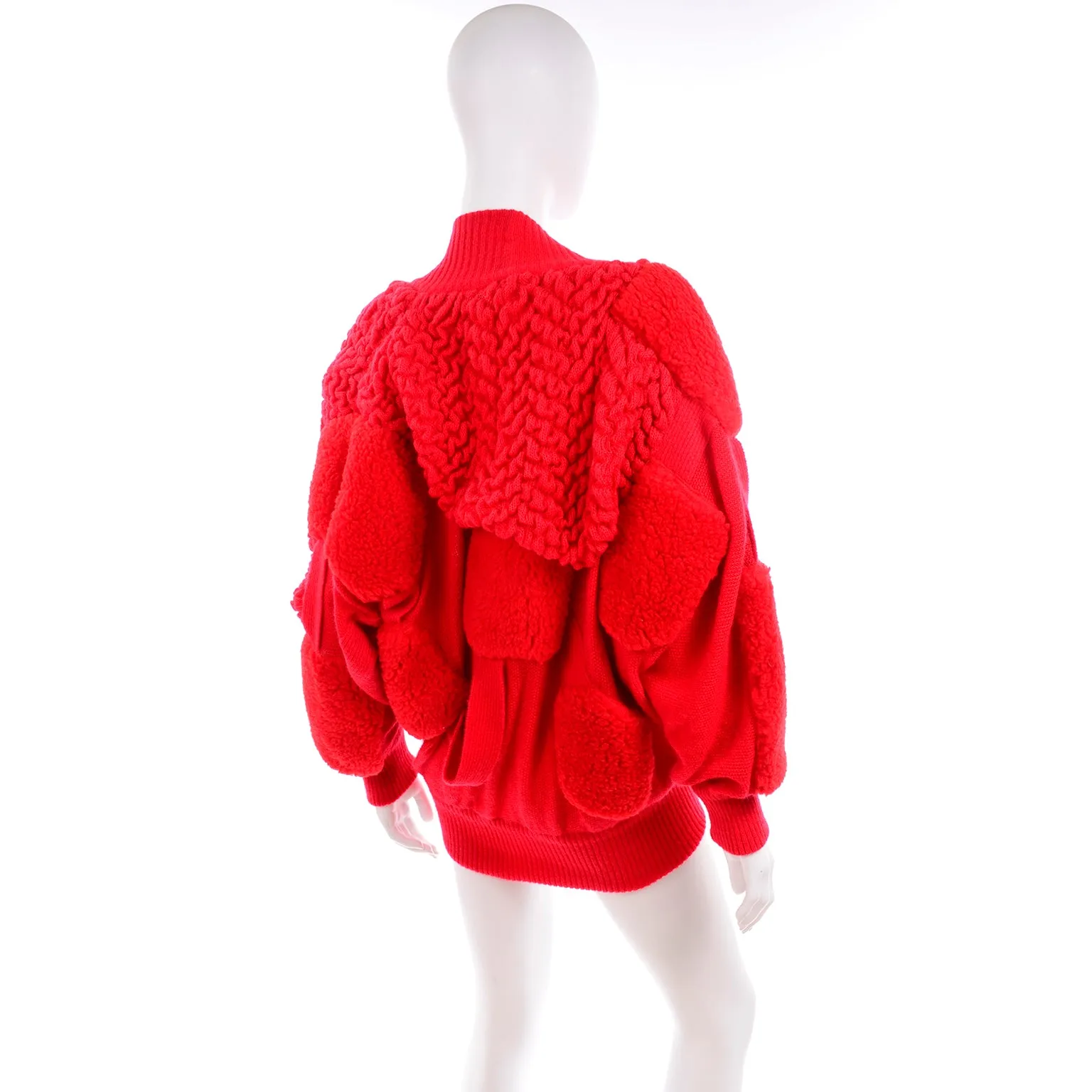 1980s Escada Avant Garde Oversized Red Knit Sweater