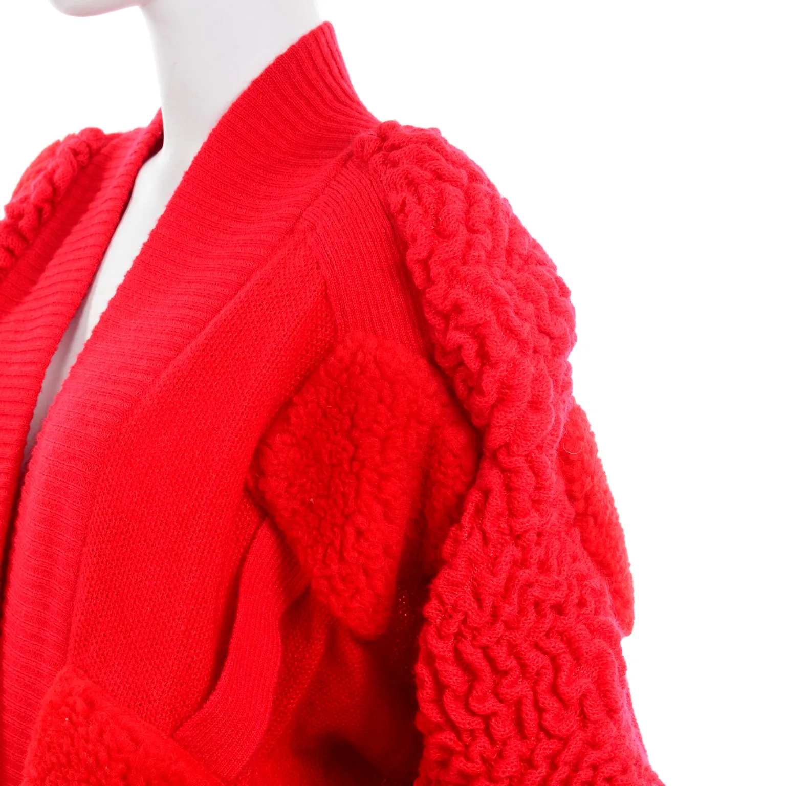 1980s Escada Avant Garde Oversized Red Knit Sweater