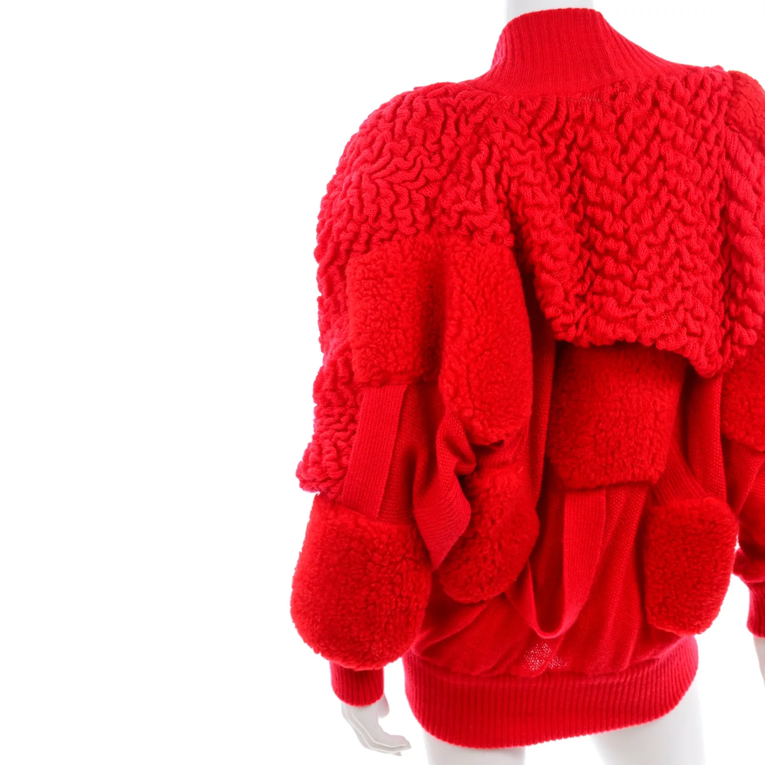1980s Escada Avant Garde Oversized Red Knit Sweater