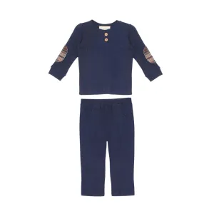 2pc Navy Knit Top w Matching Knit Pant