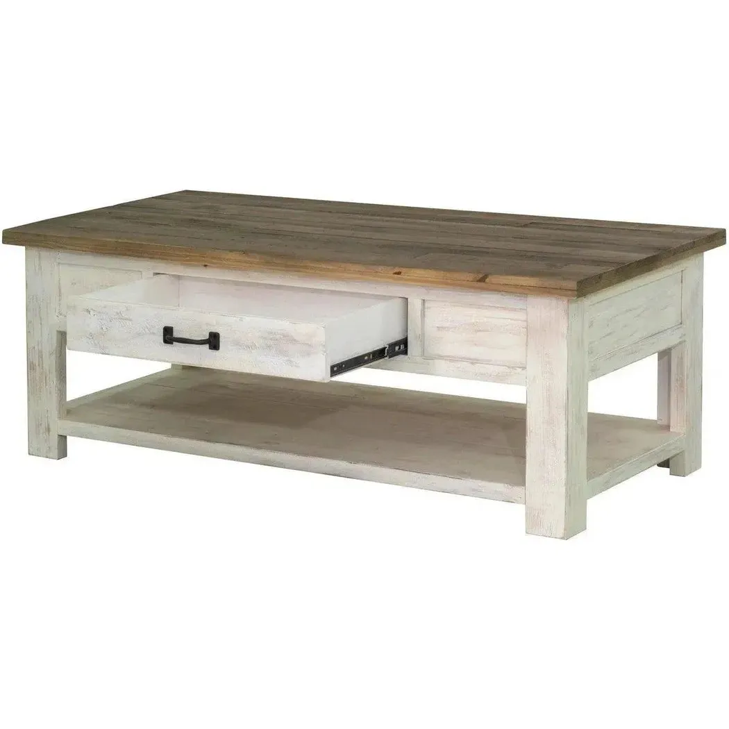 47" Two-Tone White Rectangle Coffee Table With Storage Style