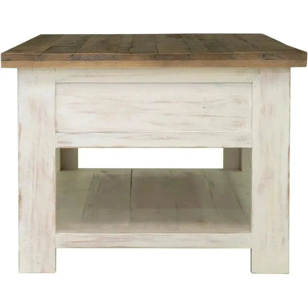47" Two-Tone White Rectangle Coffee Table With Storage Style