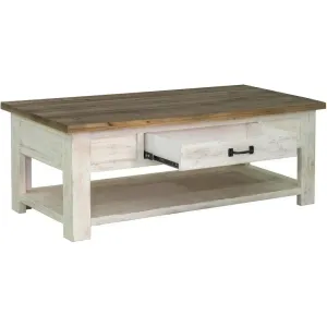 47" Two-Tone White Rectangle Coffee Table With Storage Style