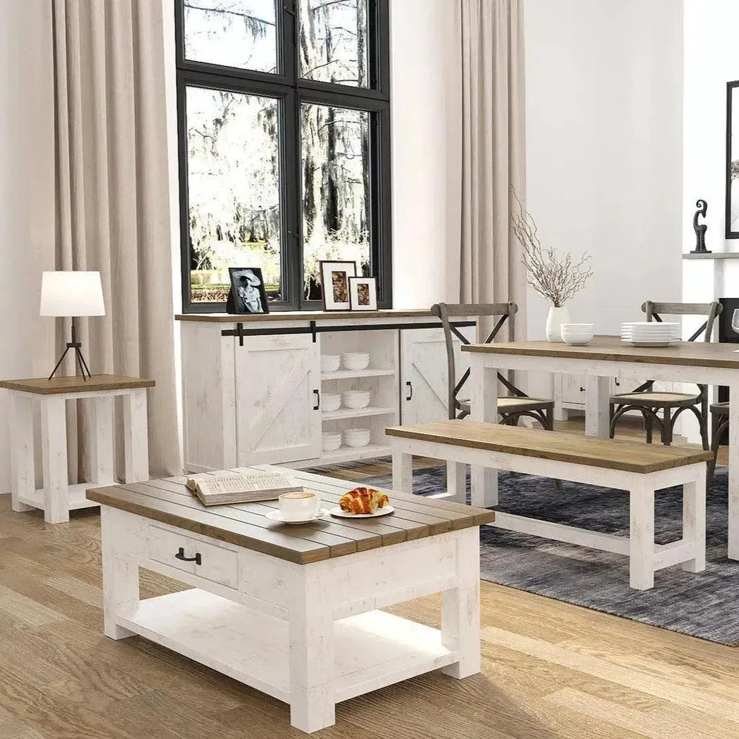 47" Two-Tone White Rectangle Coffee Table With Storage Style