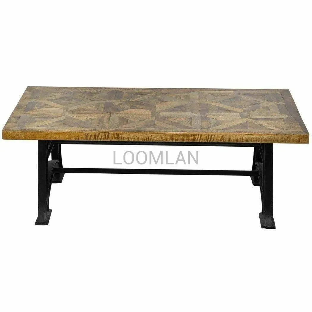 54" Reclaimed Wood Coffee Table Double Base