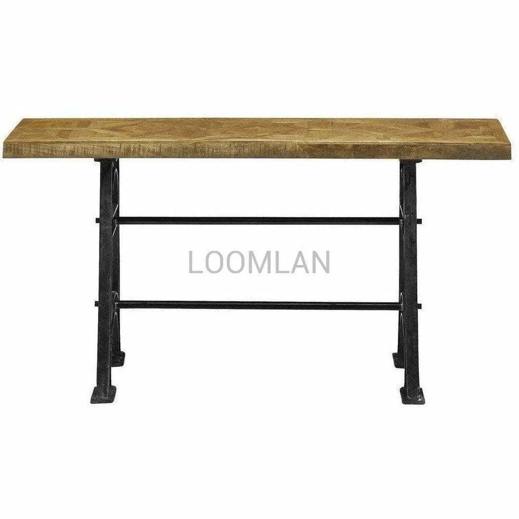 60" Reclaimed Wood Double Base Sofa Console Table