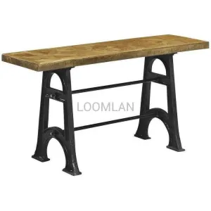 60" Reclaimed Wood Double Base Sofa Console Table