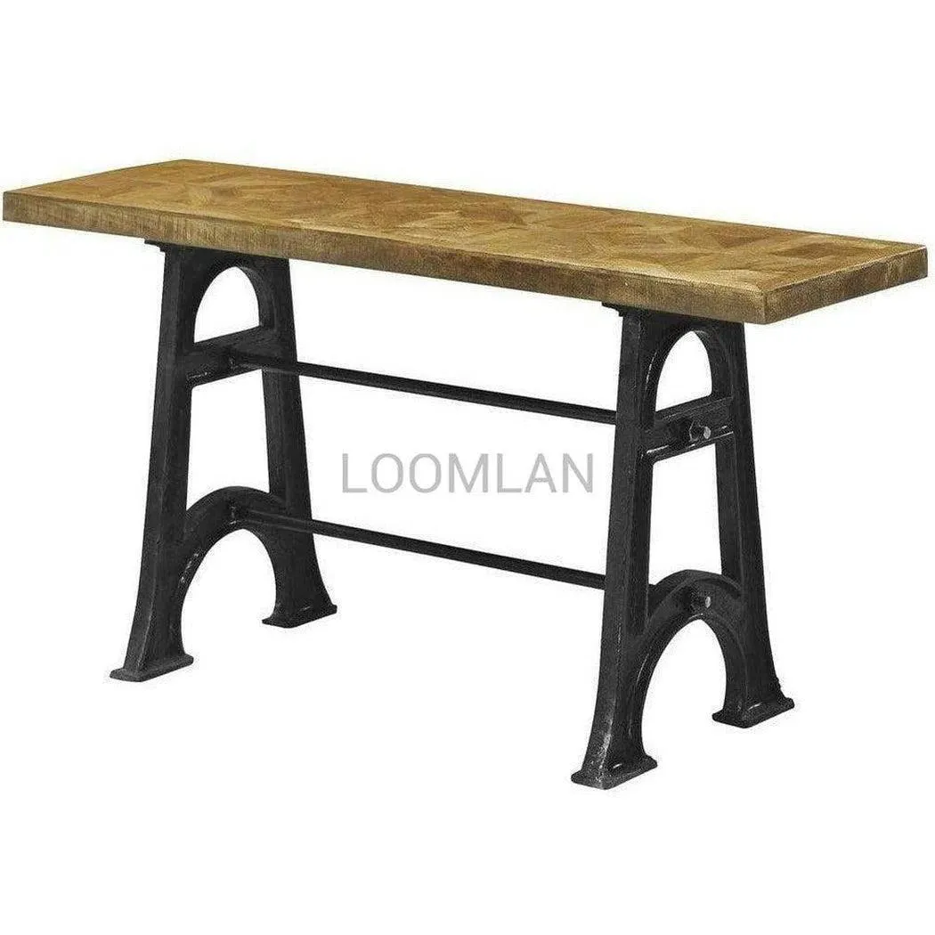 60" Reclaimed Wood Double Base Sofa Console Table