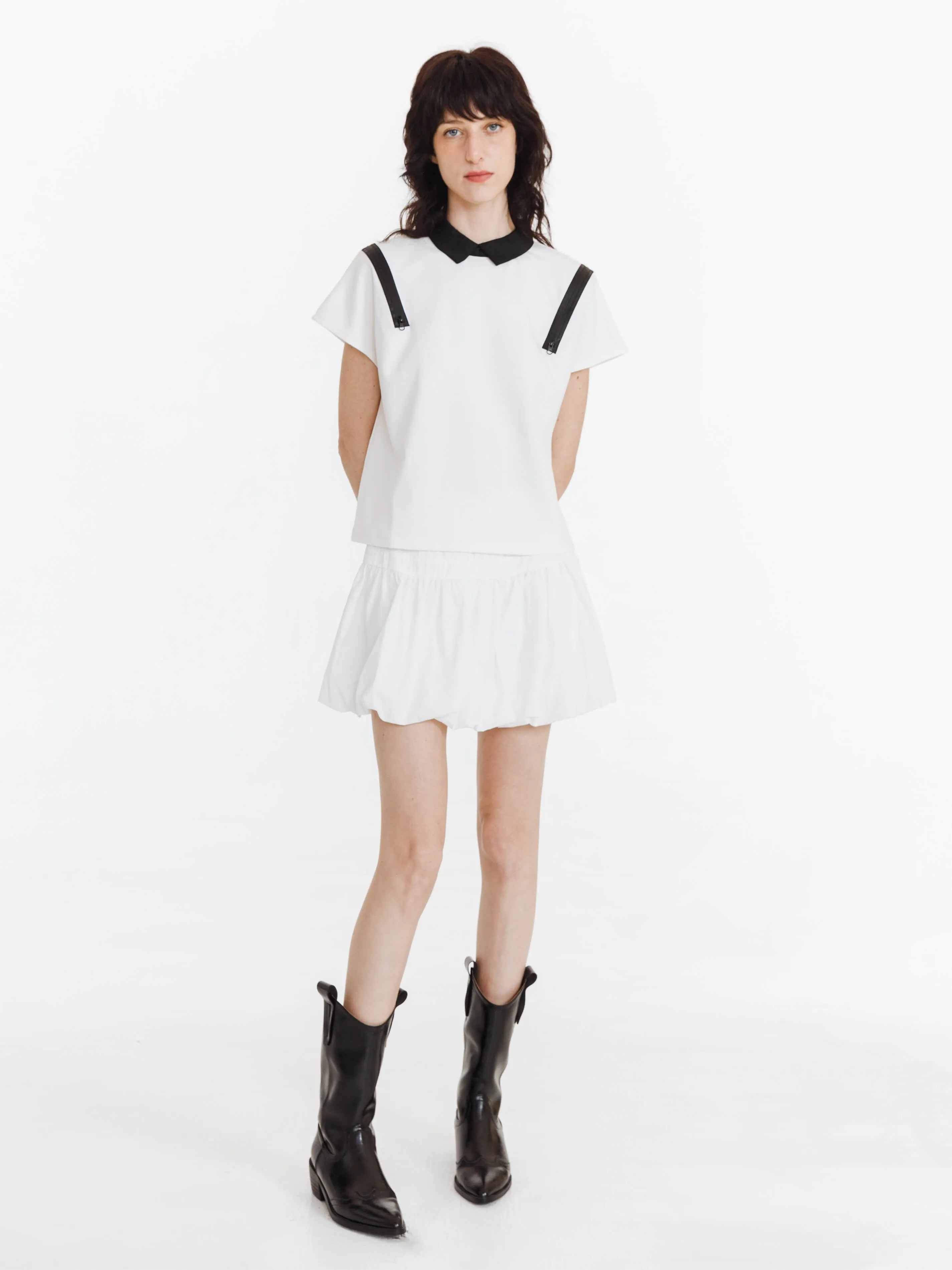 A-line Pleated Patchwork Bud Skirt