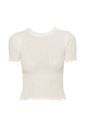 Abbie Knit Tee in Cream