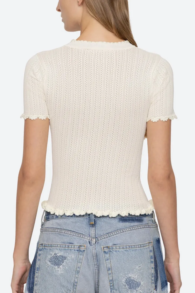 Abbie Knit Tee in Cream