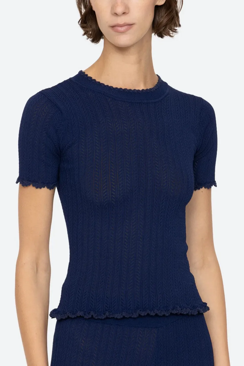 Abbie Knit Tee in Navy