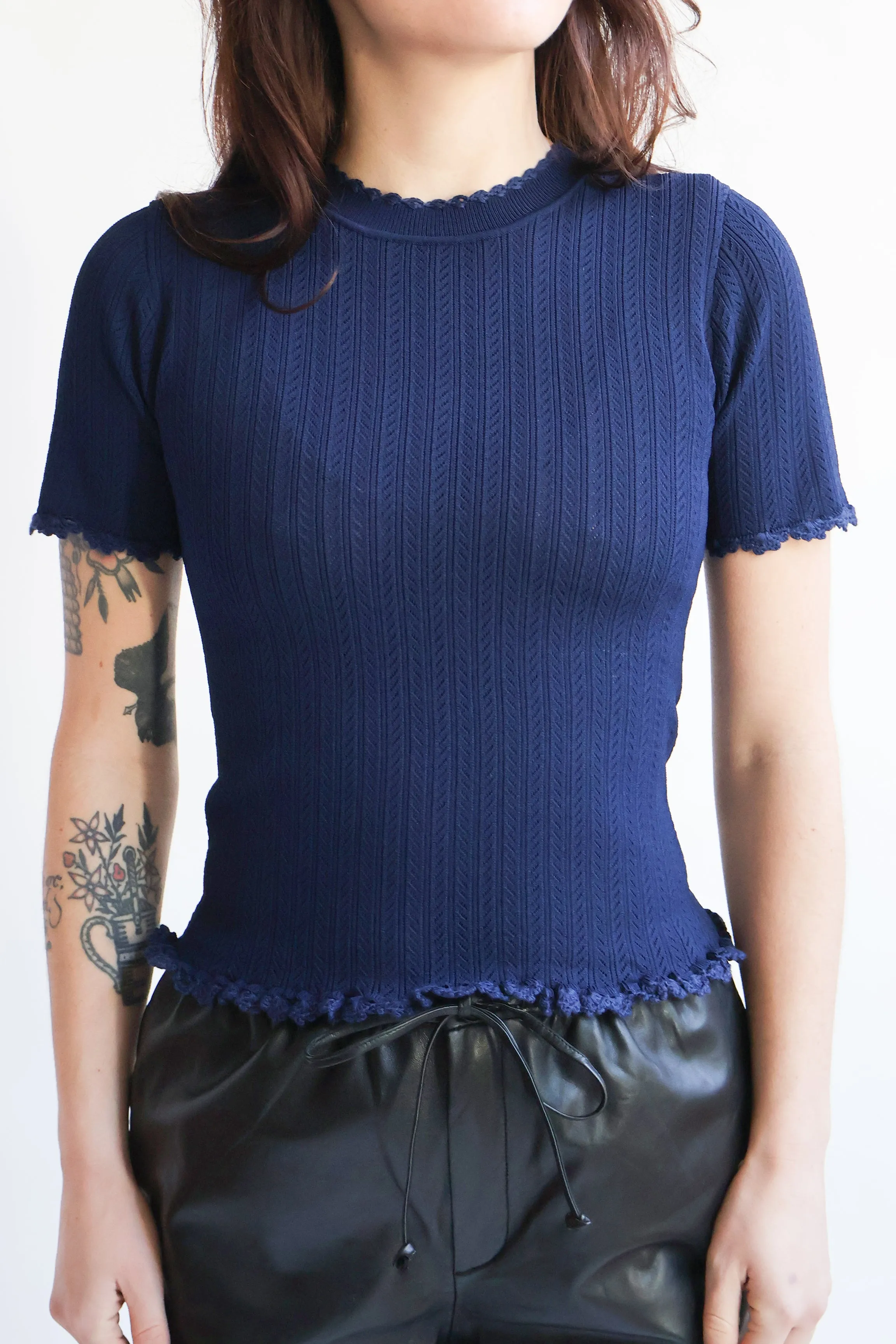 Abbie Knit Tee in Navy