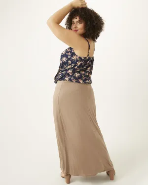 Adriatic Ruched Foldover Maxi Skirt | Taupe