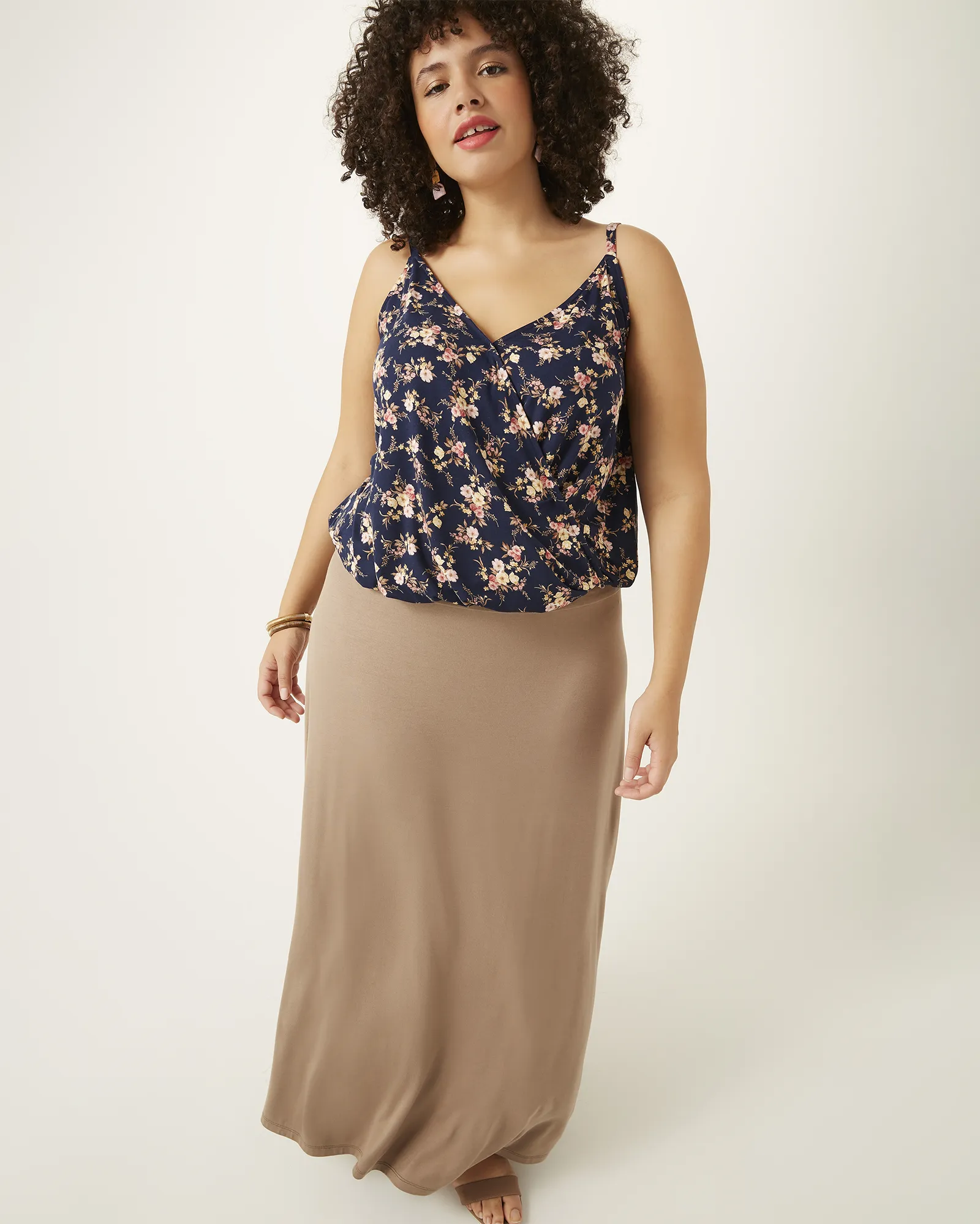 Adriatic Ruched Foldover Maxi Skirt | Taupe