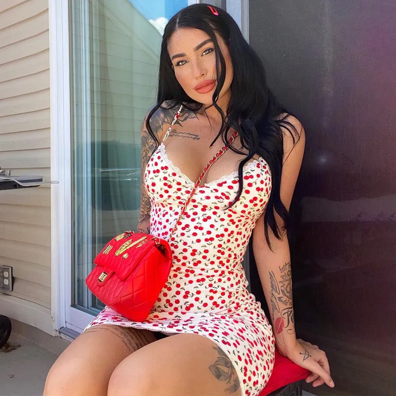 Ala Cherry Print Mini Dress