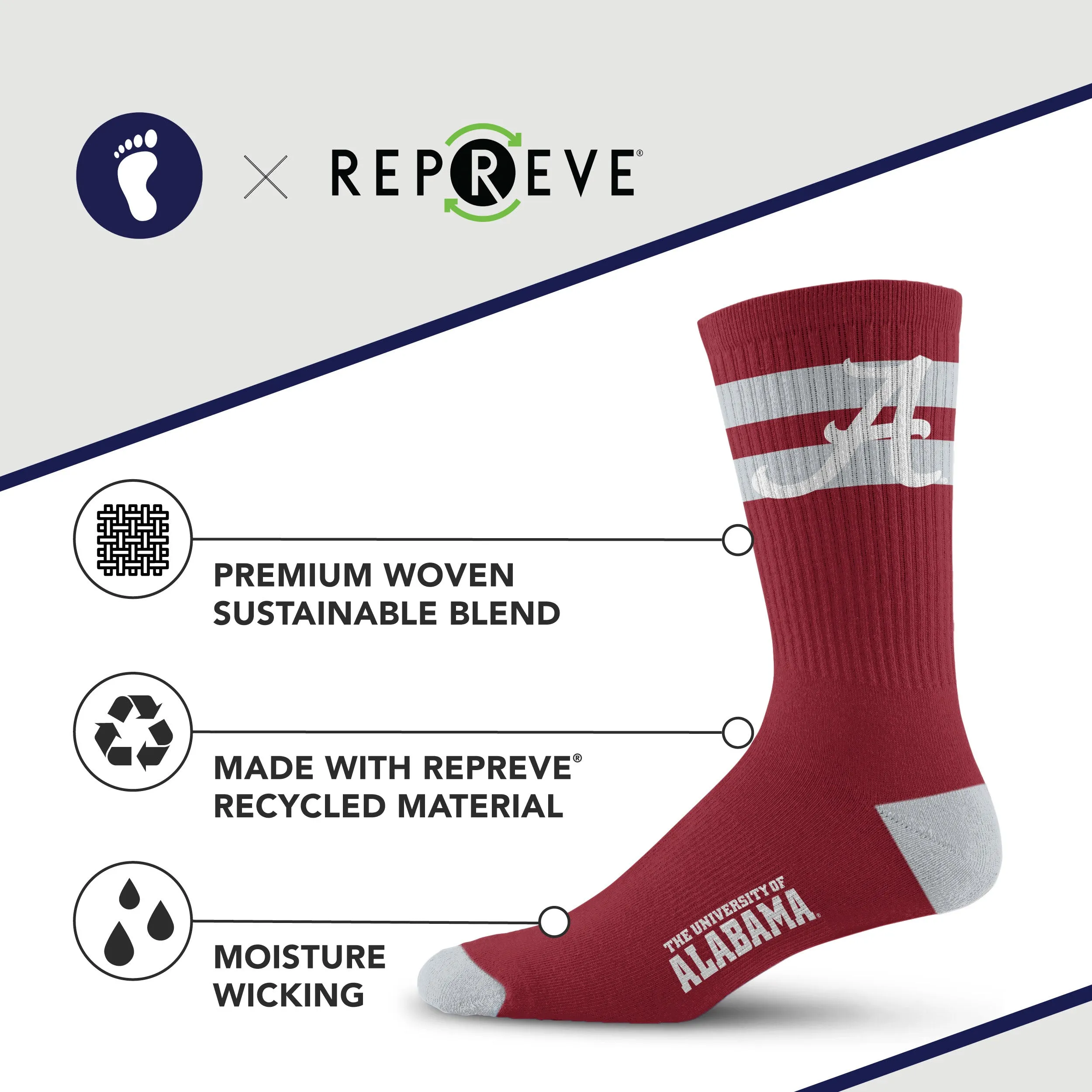 Alabama Crimson Tide Legend Premium Crew Socks