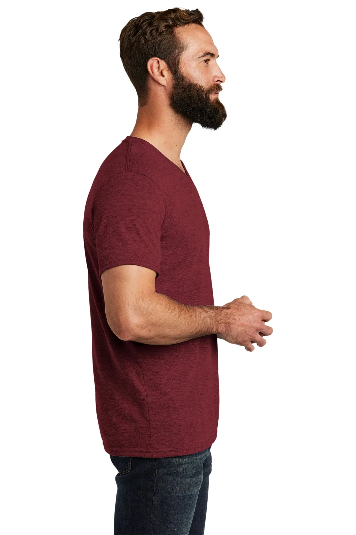 Allmade Unisex Tri-Blend Branded V-Neck Tee, Vino Red