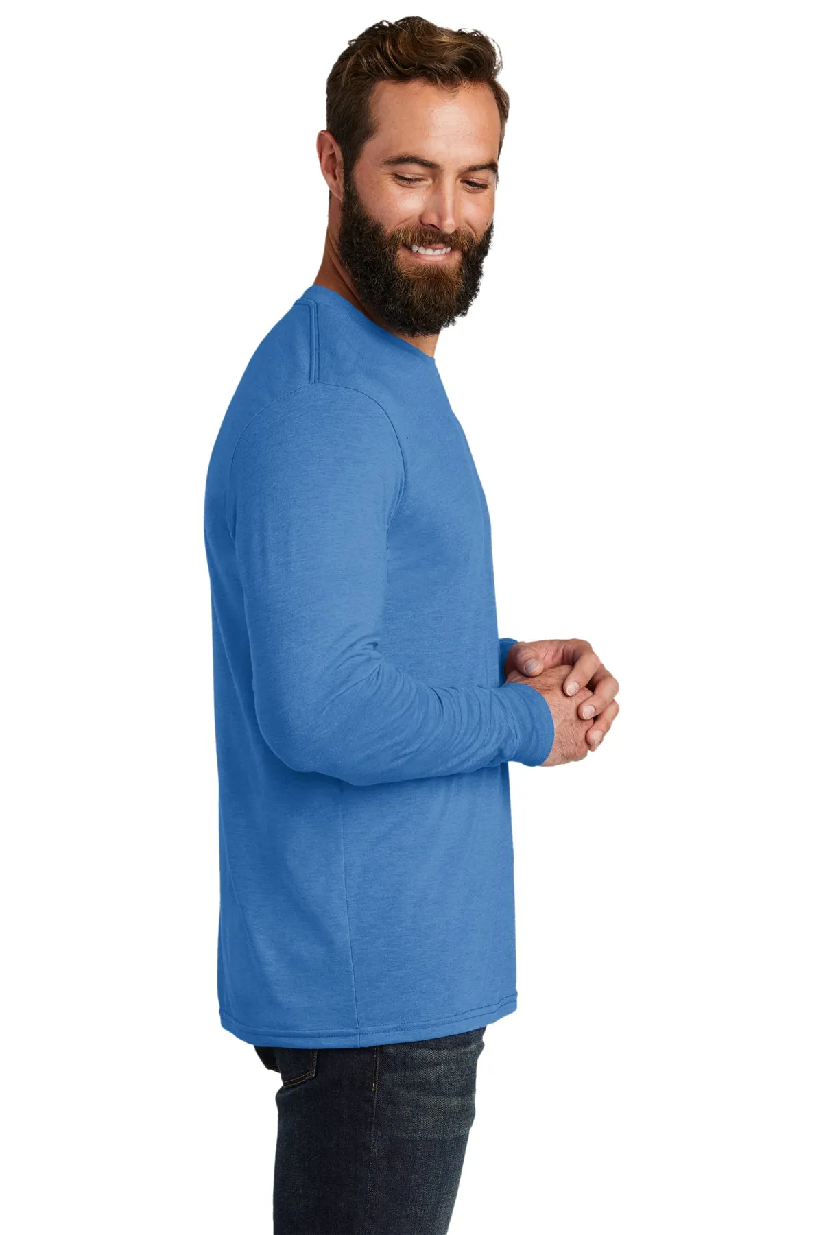 Allmade Unisex Tri-Blend Custom Long Sleeve Tee, Azure Blue