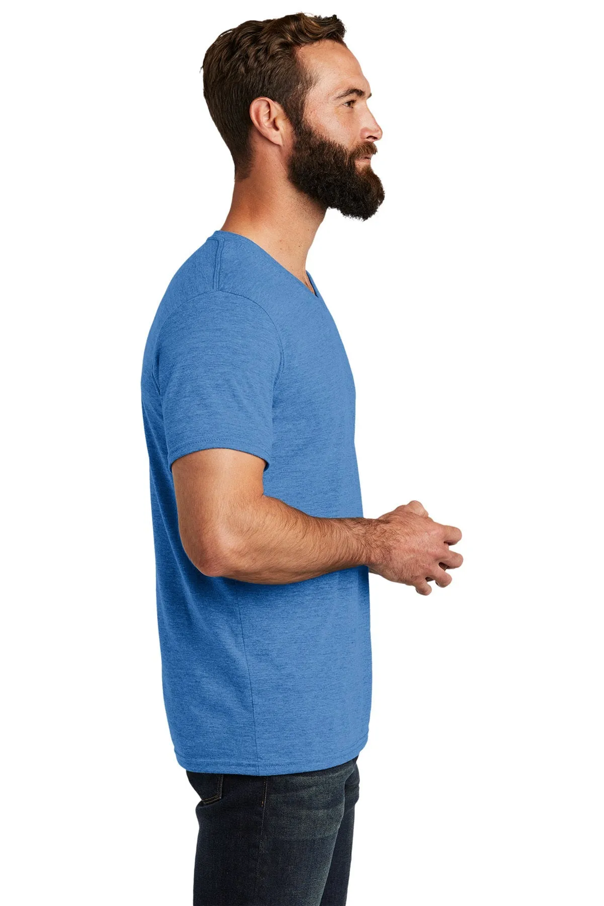 Allmade Unisex Tri-Blend Custom V-Neck Tee, Azure Blue