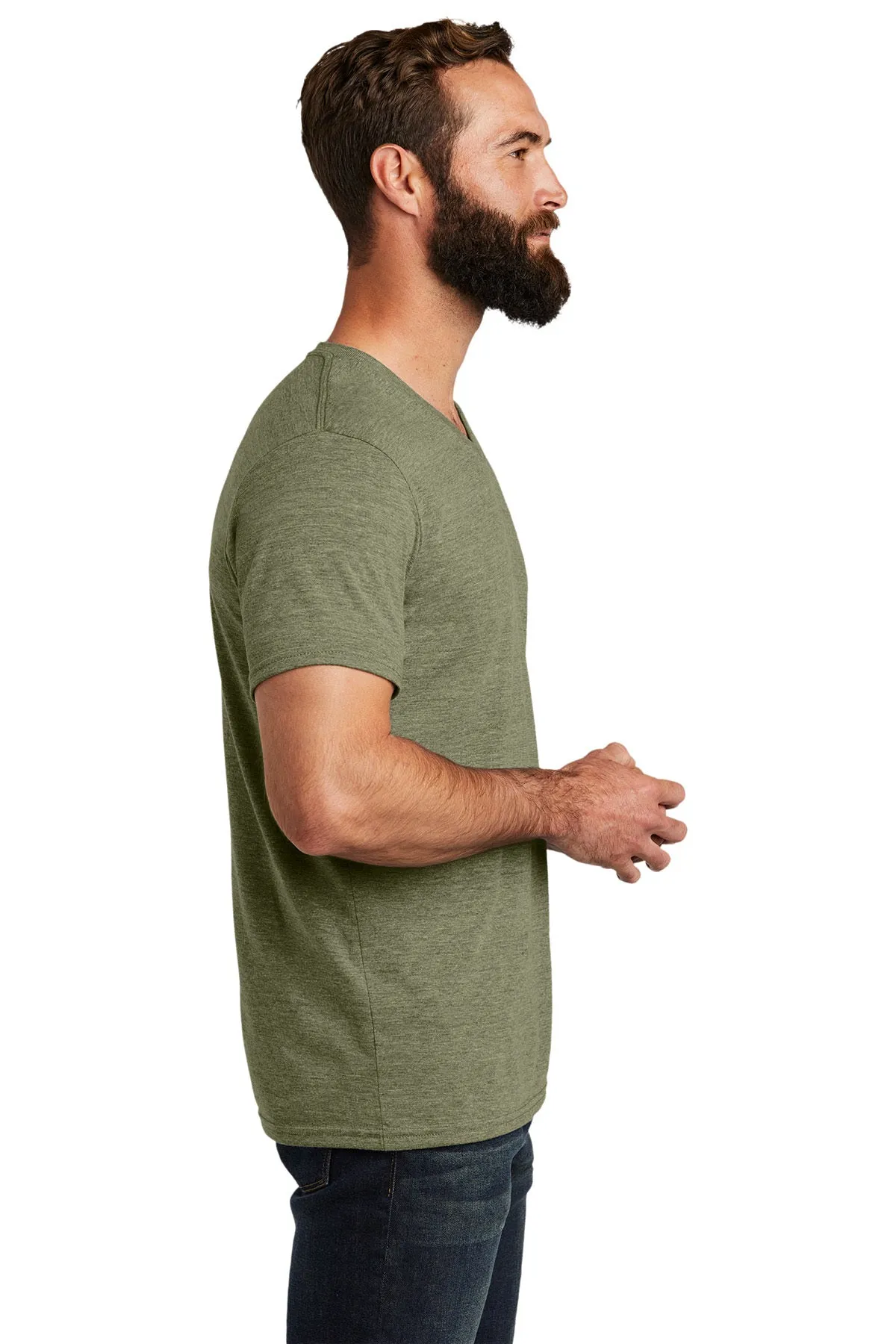 Allmade Unisex Tri-Blend Custom V-Neck Tee, Olive You Green