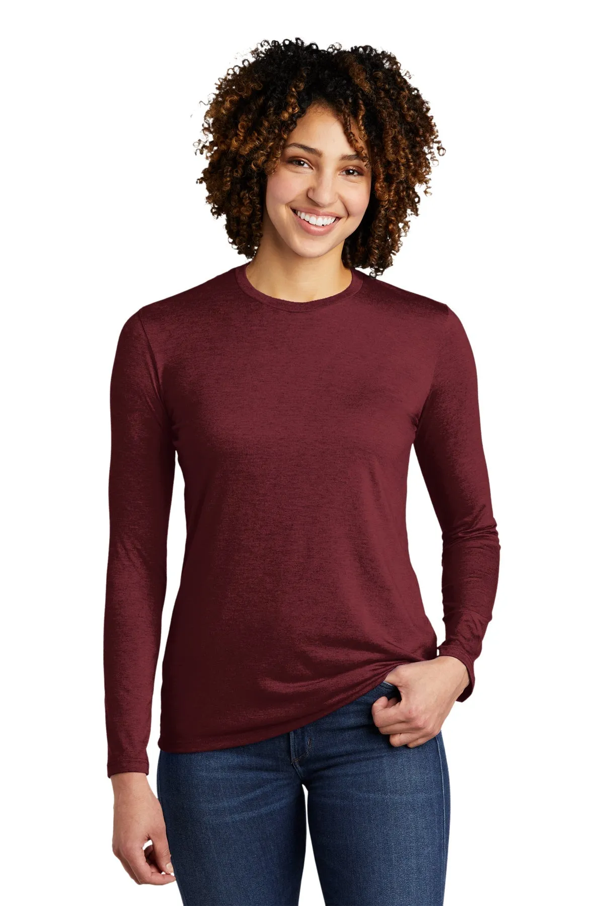 Allmade Women's Tri-Blend Branded Long Sleeve Tee, Vino Red