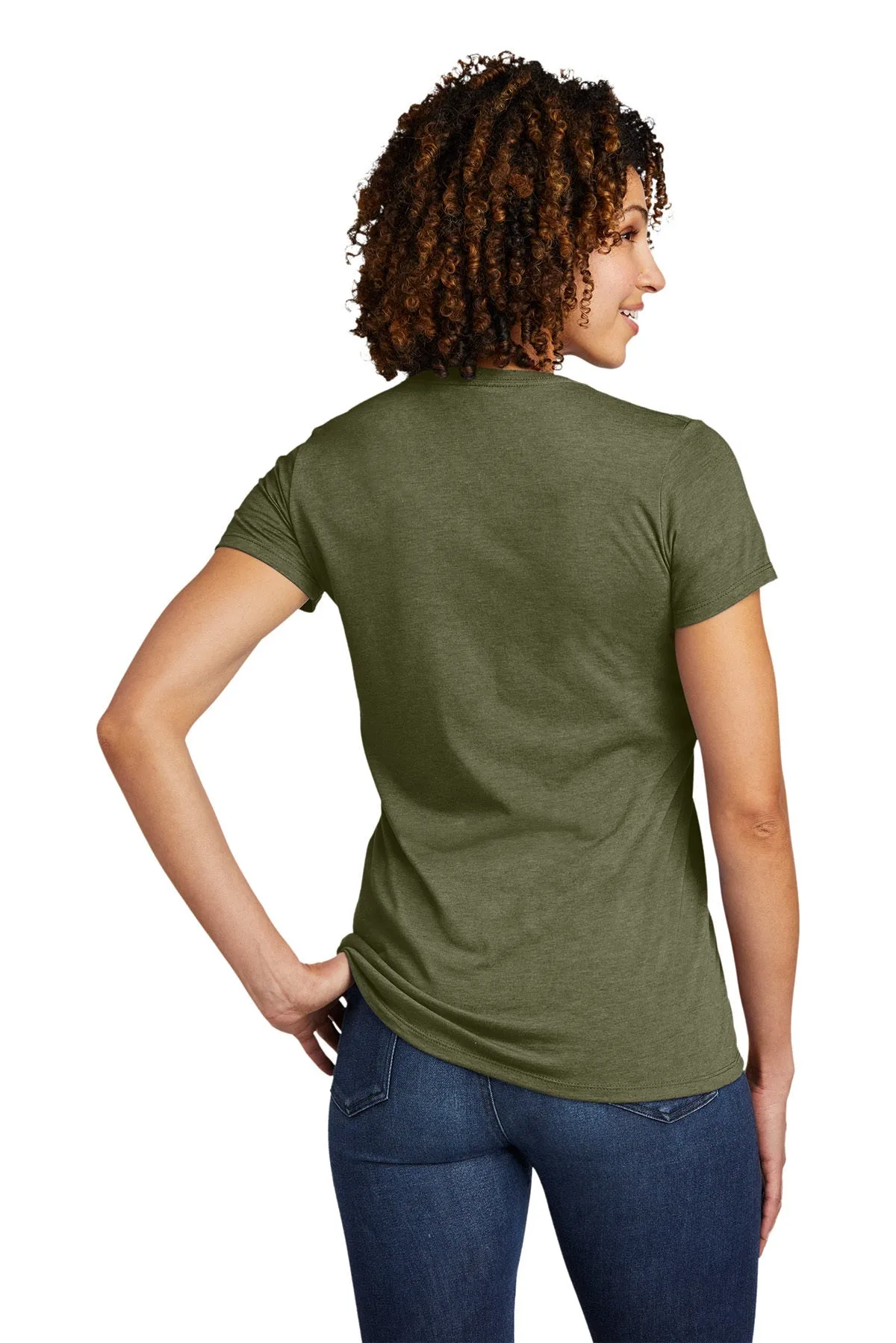 Allmade Women's Tri-Blend Custom V-Neck Tee, Olive You Green