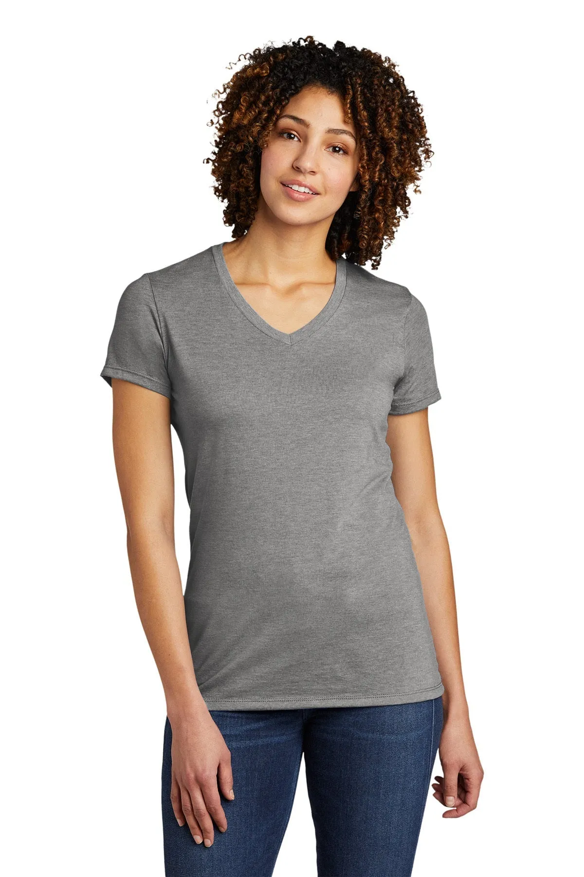 Allmade Women's Tri-Blend Customized V-Neck Tee, Aluminum Grey
