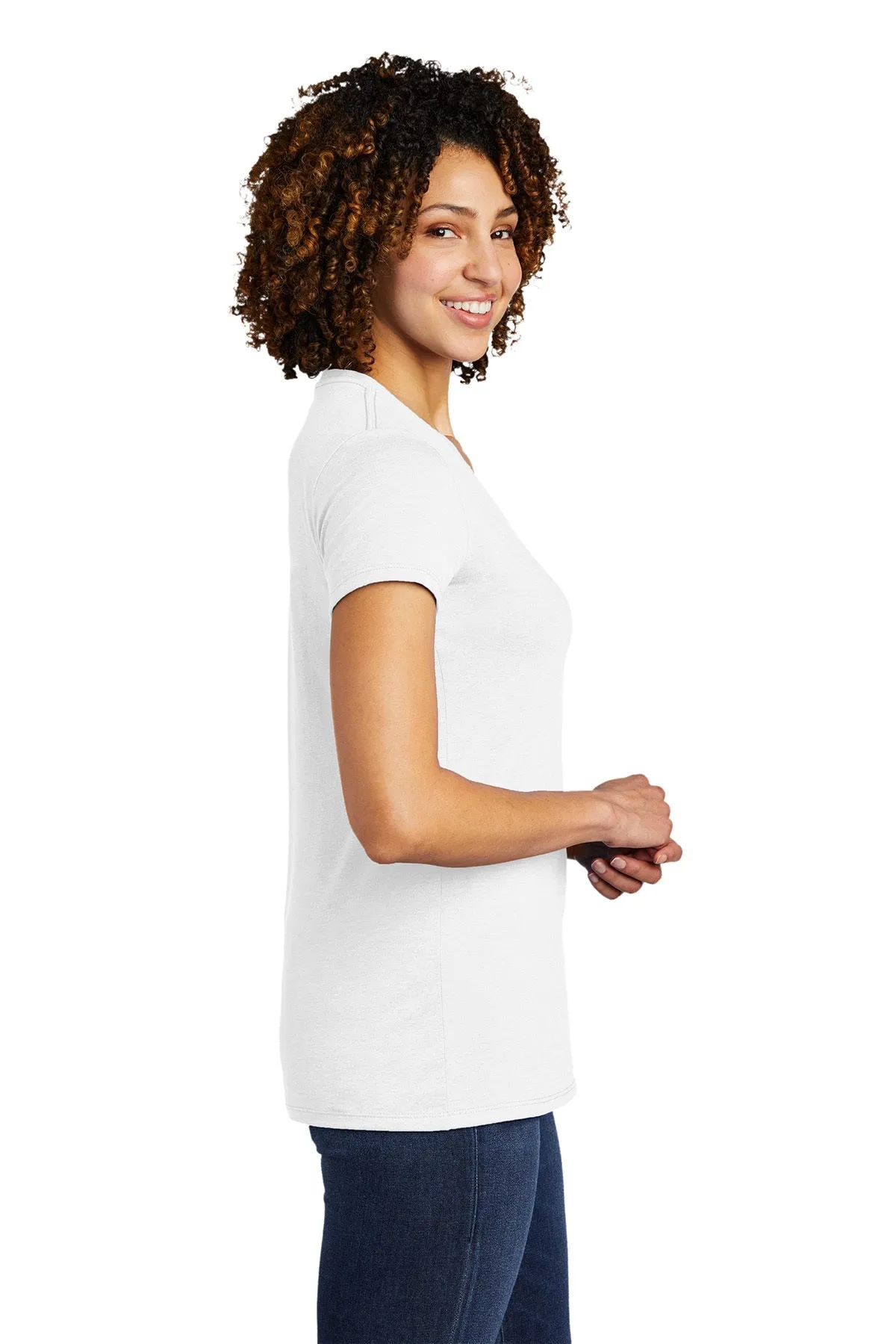 Allmade Women's Tri-Blend Customized V-Neck Tee, Fairly White