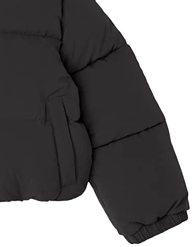 Amazon Essentials Girls' Modern Matte Puffer, Black, Small