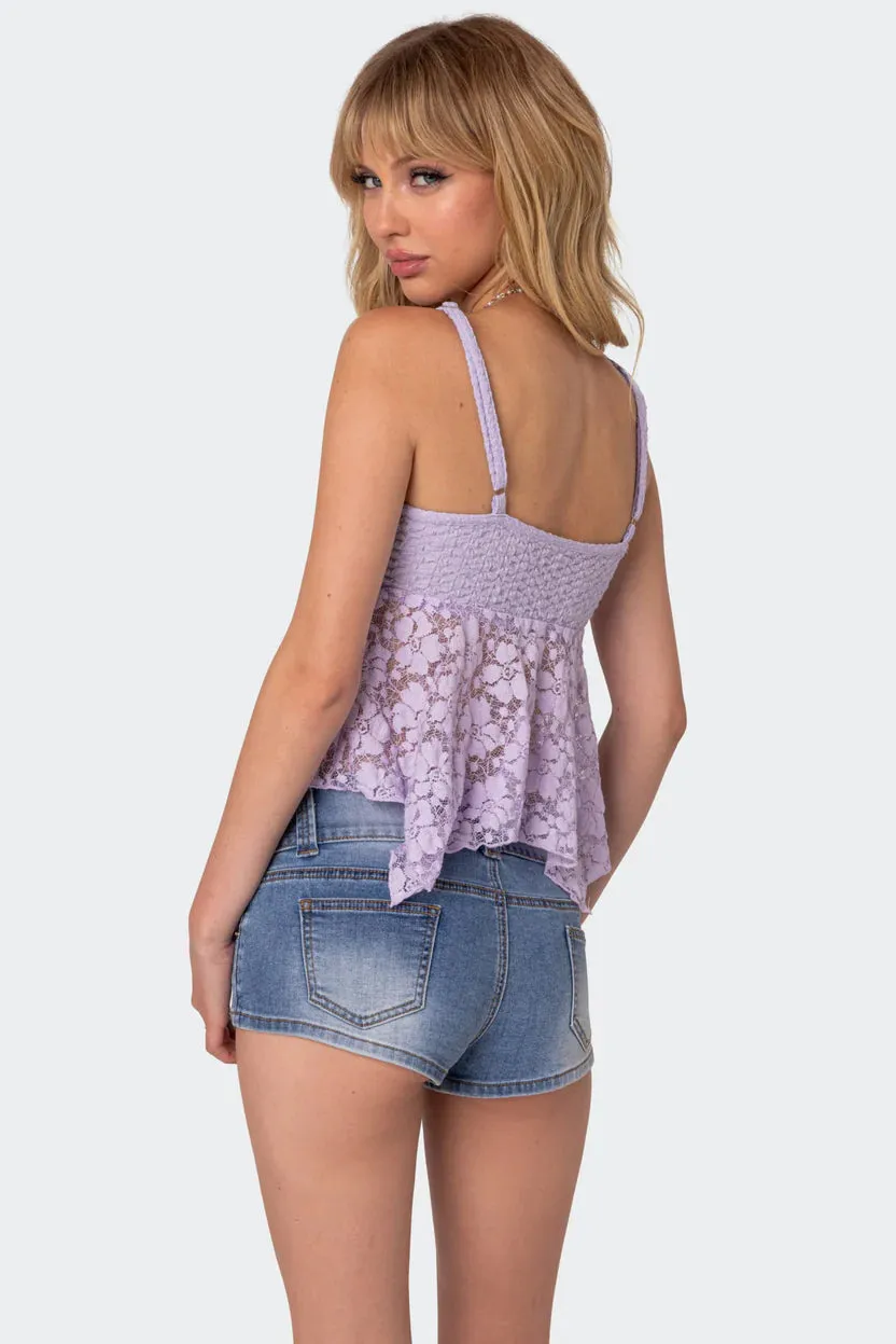 Amethyst Sheer Lace Top