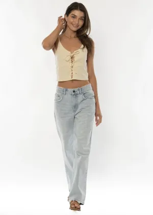 Amuse Society Lacey Knit Tank - Wheat