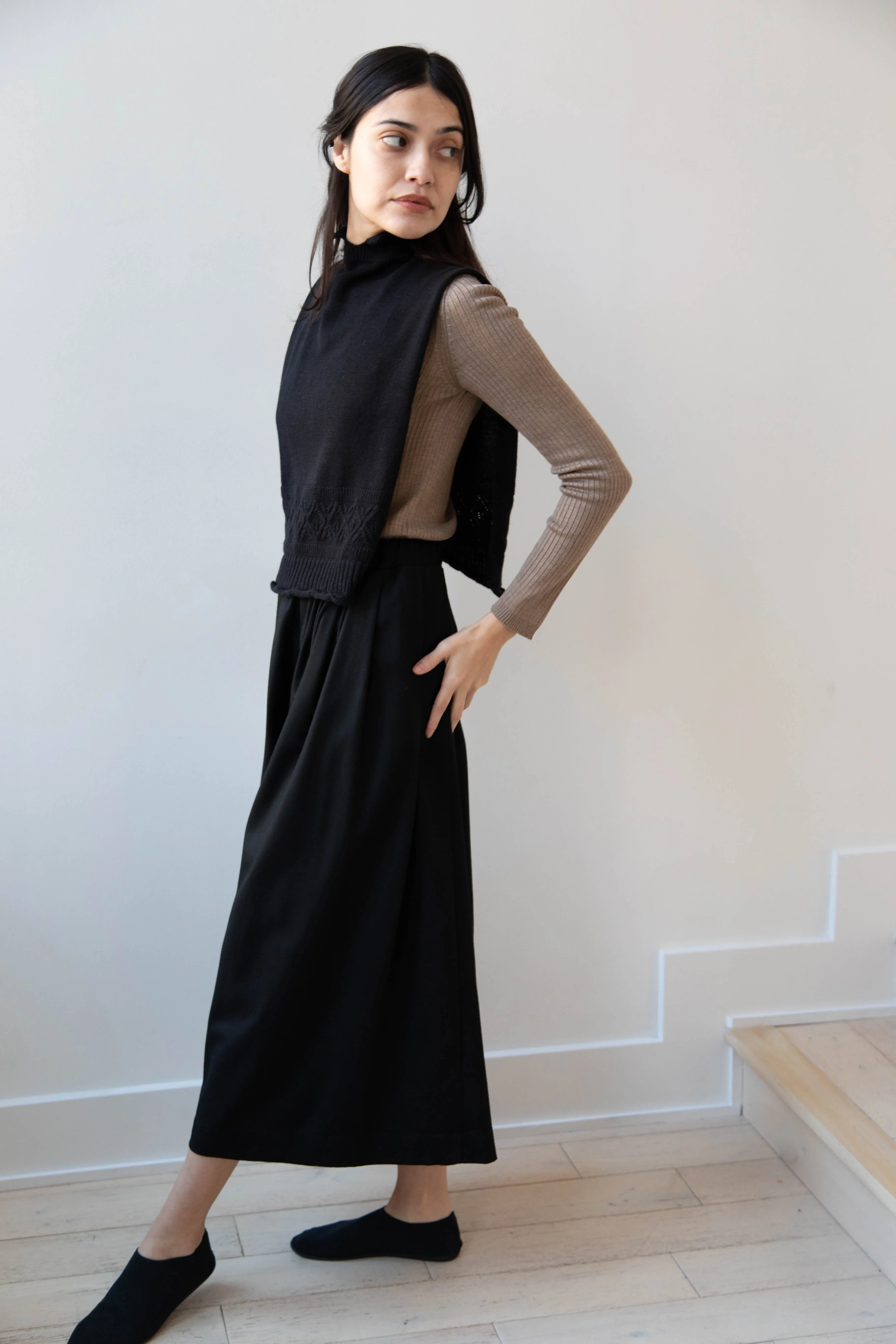 Antipast | Cotton Cashmere Knit Vest in Black