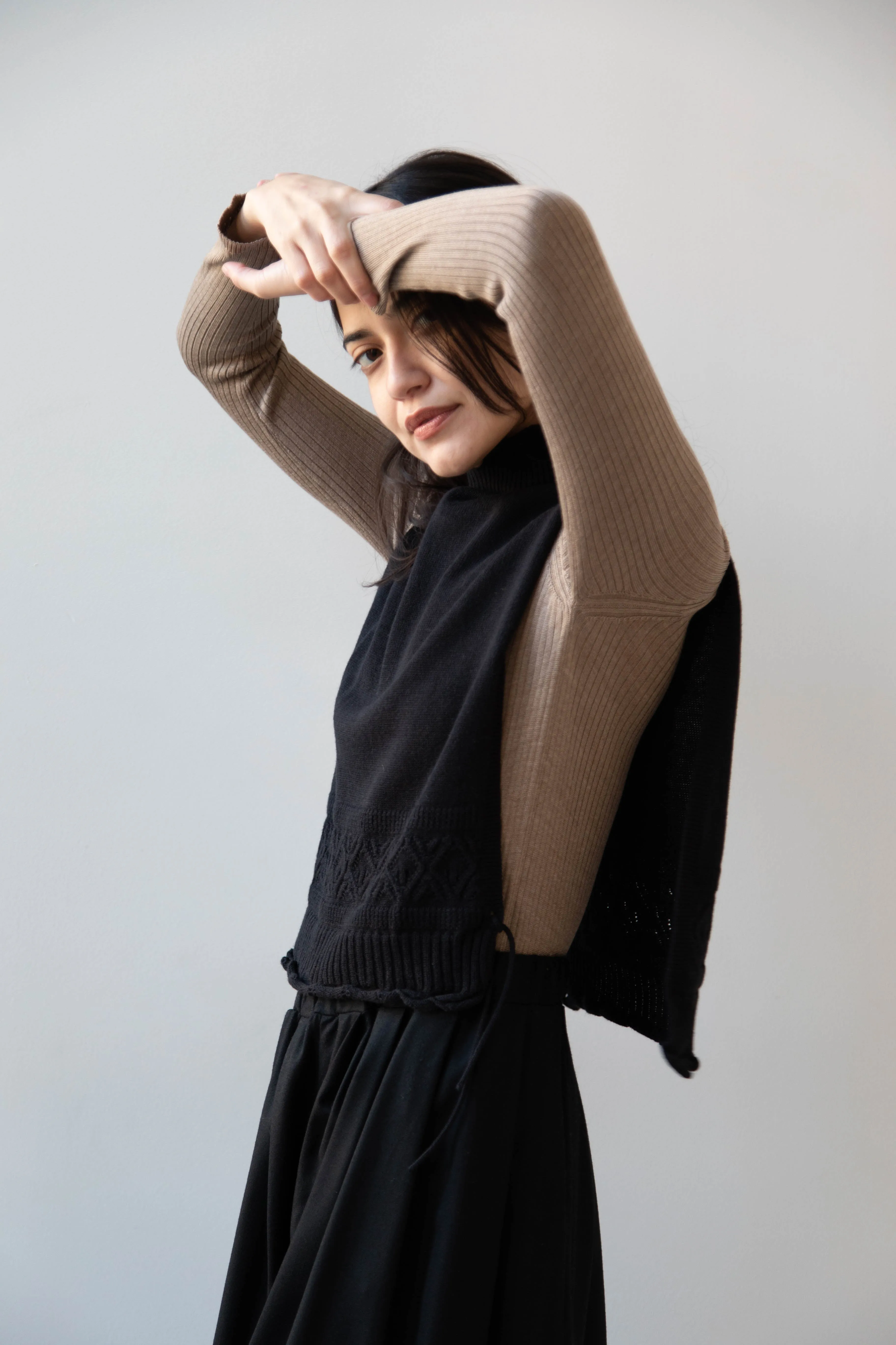 Antipast | Cotton Cashmere Knit Vest in Black