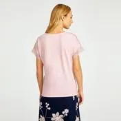Antique Pink Lace Sleeve Top