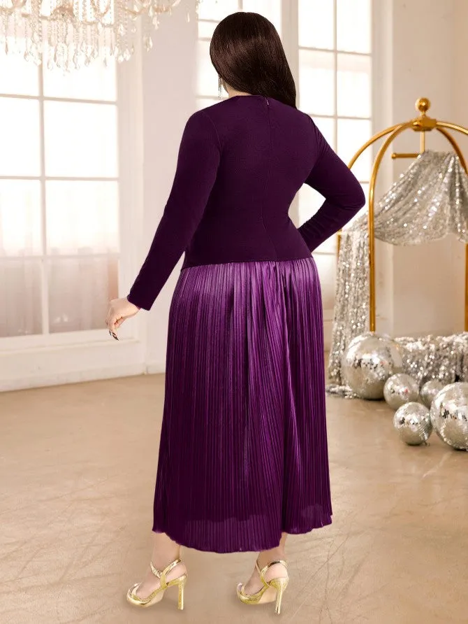 AOMEIDRESS A Line Dress Asymmetrical Neck 3D Flower Patchwork Pleated