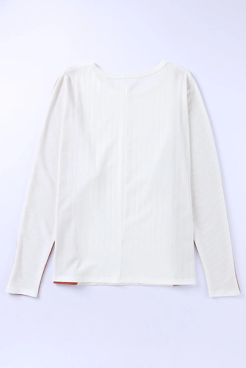 Apricot Striped Ribbed Dolman Knit Top