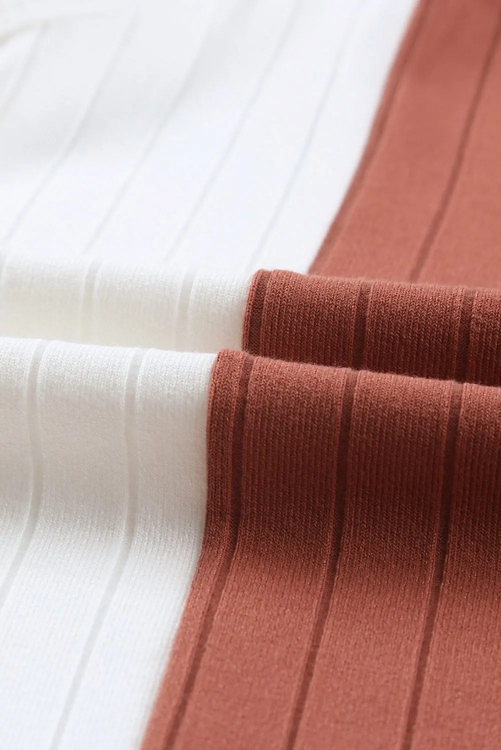 Apricot Striped Ribbed Dolman Knit Top