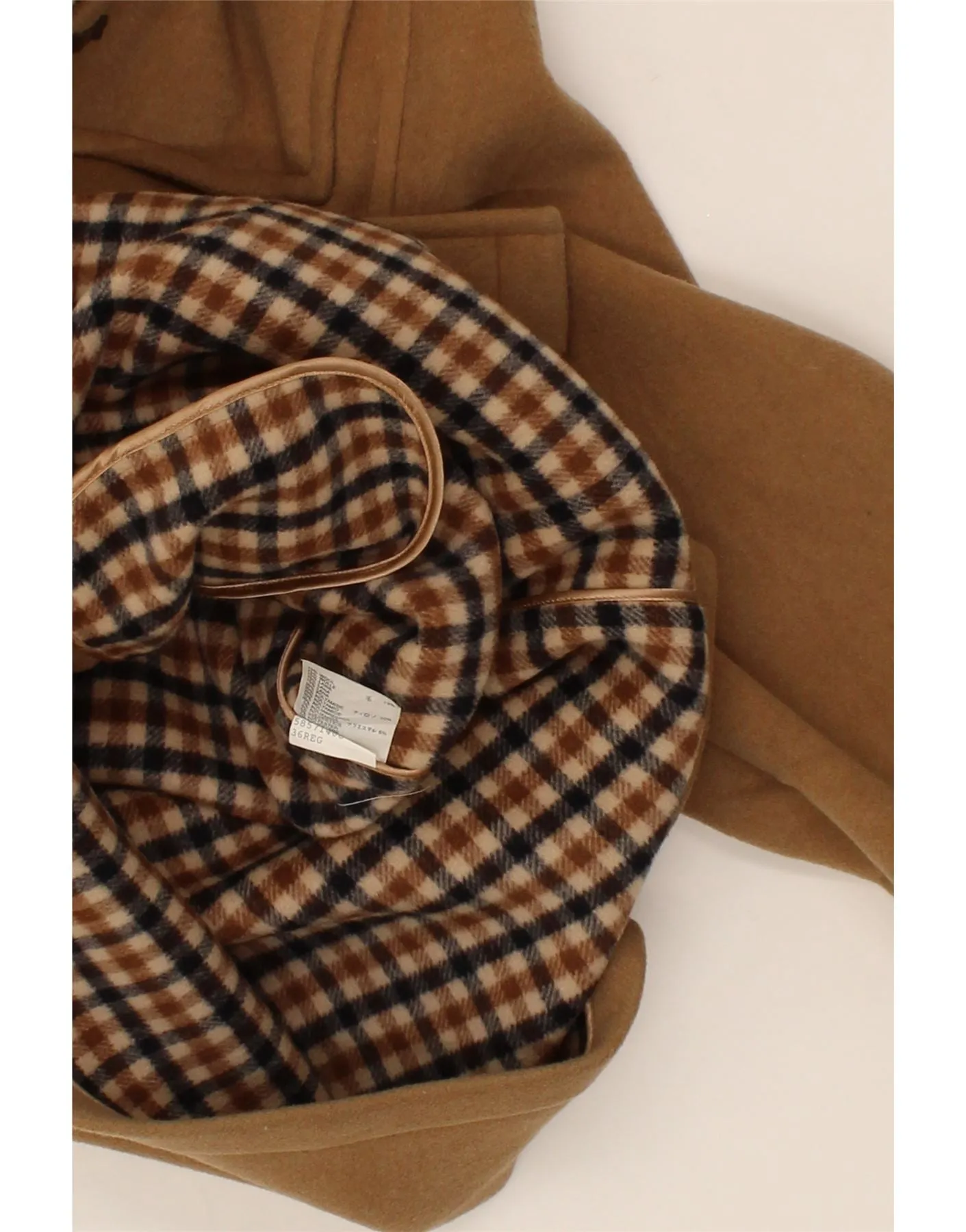 AQUASCUTUM Mens Hooded Duffle Coat UK 36 Small Brown Wool