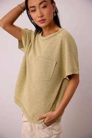 Ariella Waffle Knit Top in Sage - FINAL SALE