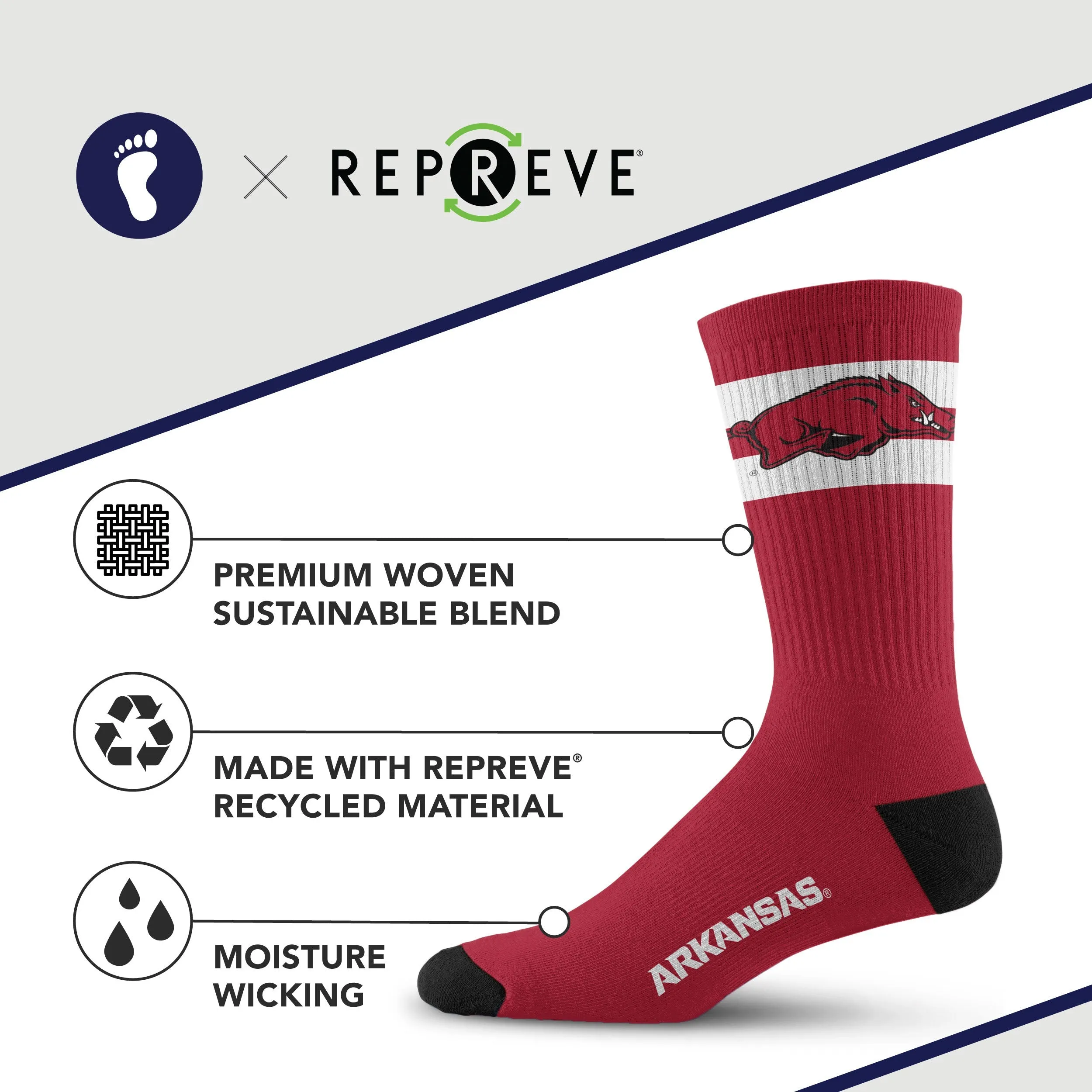 Arkansas Razorbacks Legend Premium Crew Socks