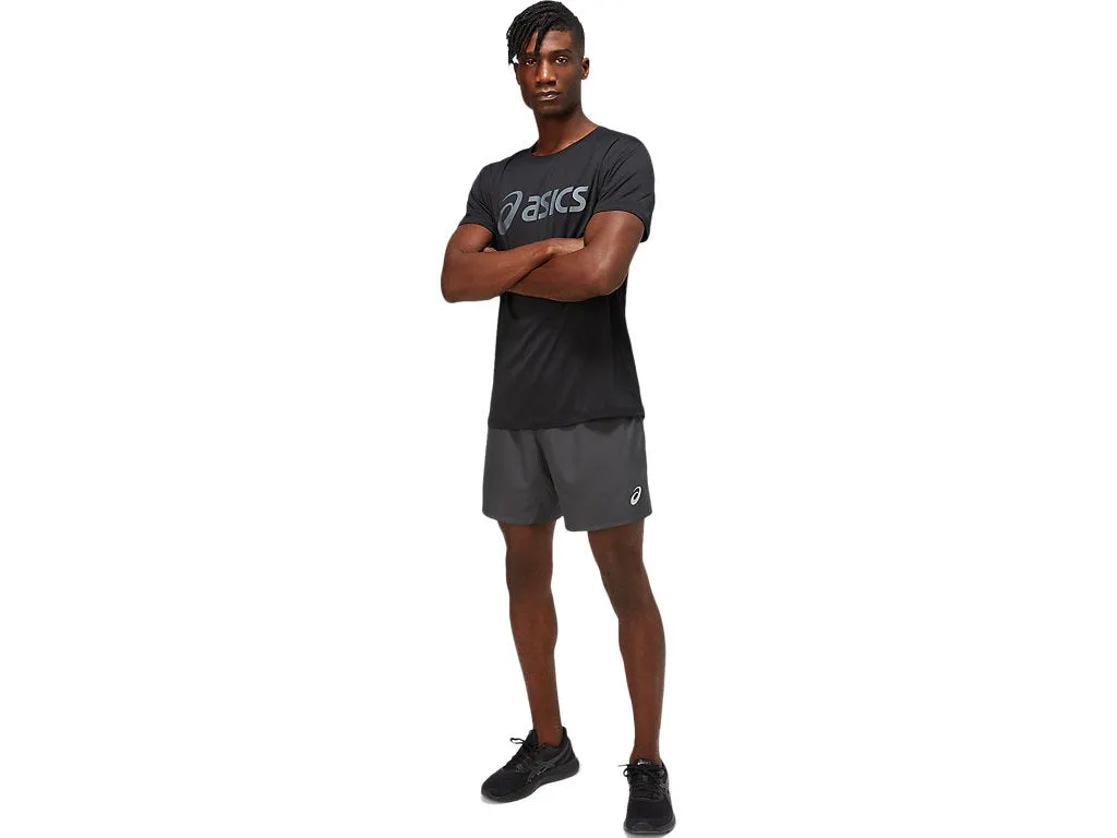 ASICS MEN'S SILVER LOGO BLACK TEE