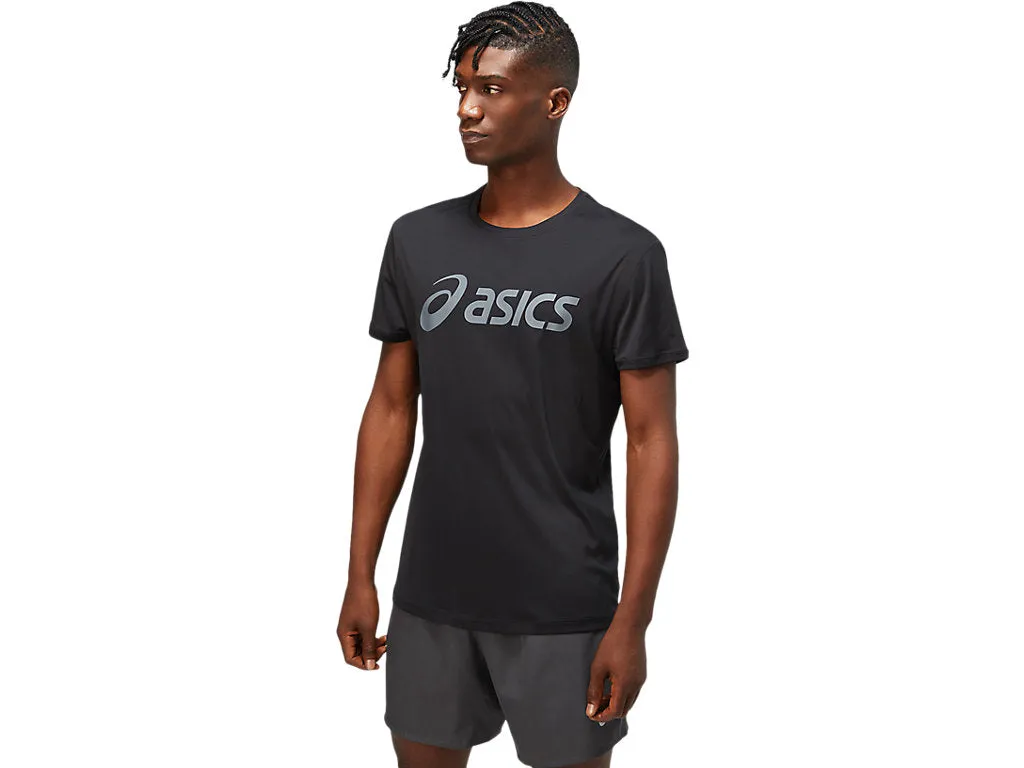 ASICS MEN'S SILVER LOGO BLACK TEE